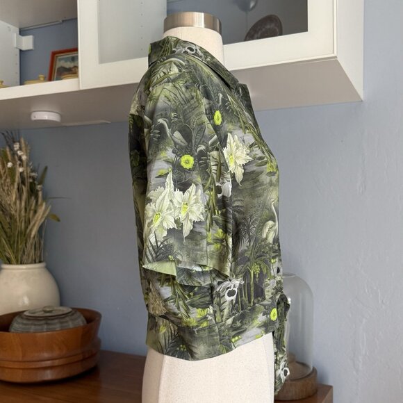 ALL SAINTS Leni Rejuvenate Shirt Tropical Hawaiian Green Print Size US 4 - Picture 5 of 11